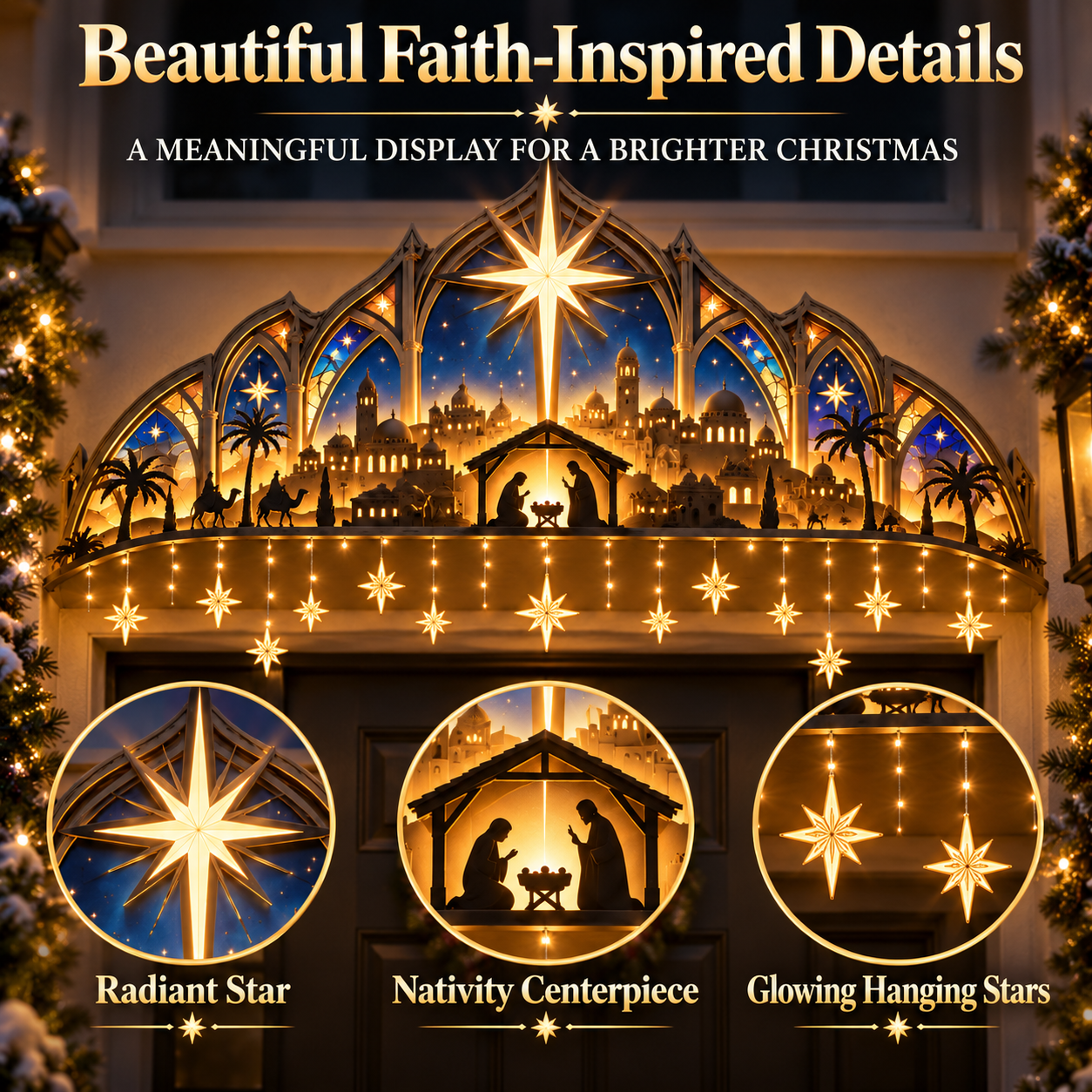Simple holiday nativity decoration setup
