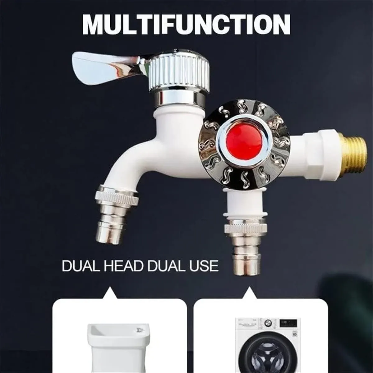 Dual head dual use water faucet
