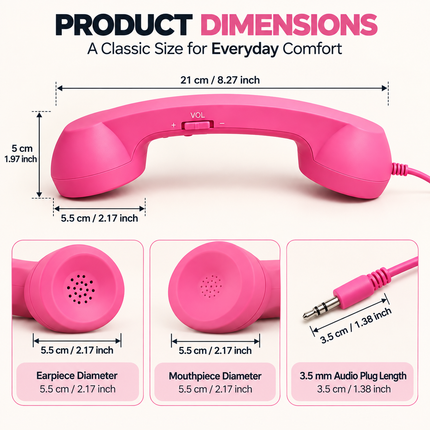 Red retro corded telephone handset for compatible devices