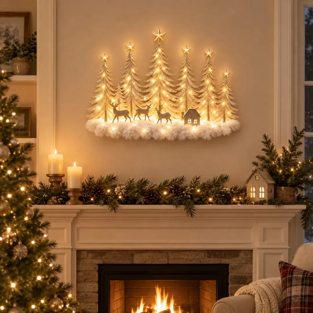 Lighted Christmas Woodland Forest Wall Decor