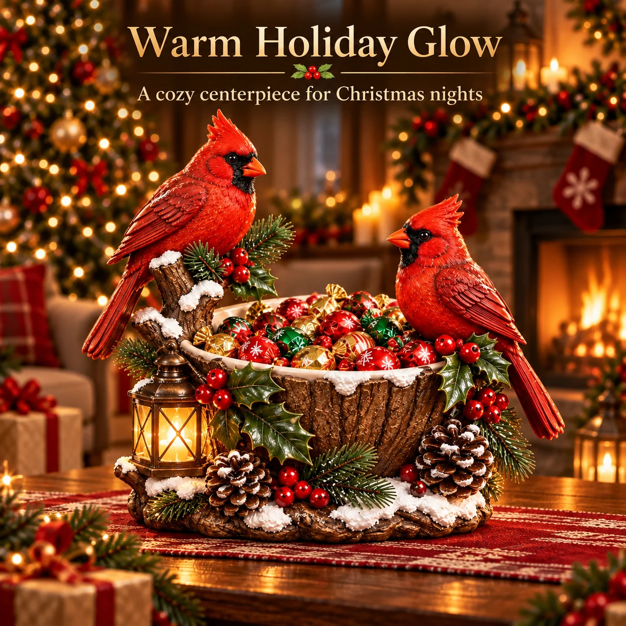 Cardinal Christmas Treat Bowl warm holiday glow