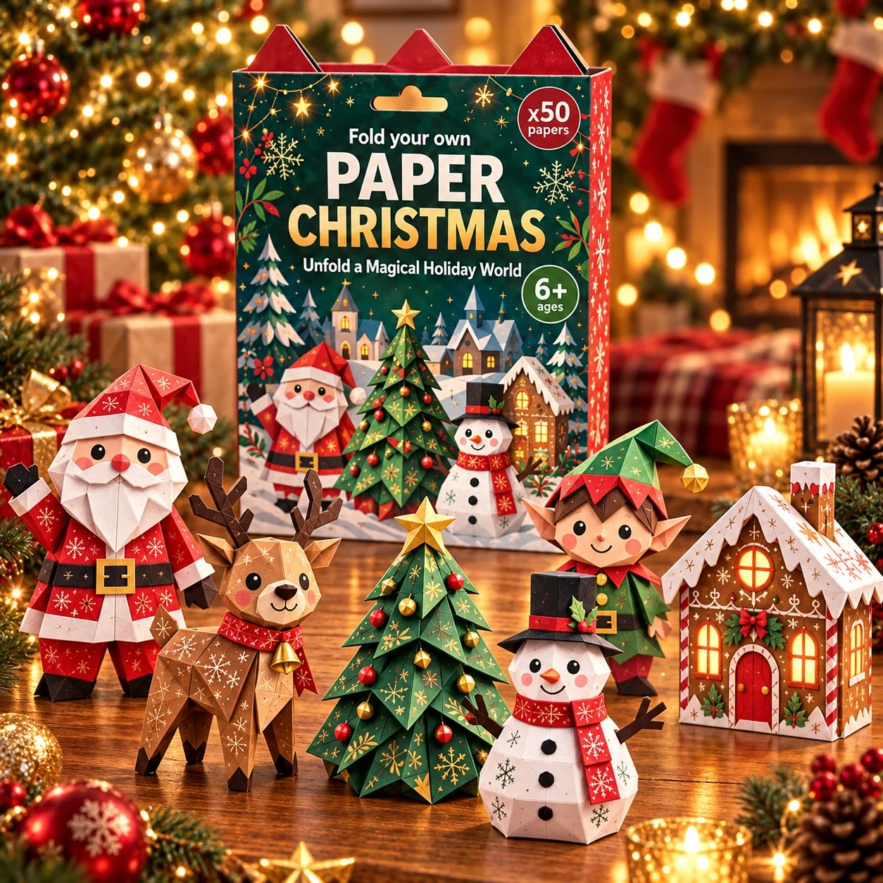 Santa reindeer Christmas tree snowman elf and gingerbread house paper crafts