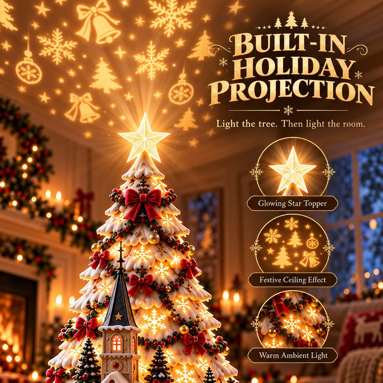 Built-in holiday projection Christmas tree