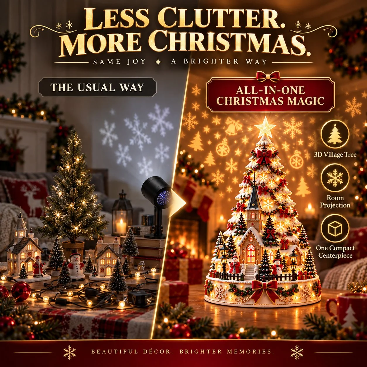 Less clutter with all-in-one Christmas Village Lightscape Tree