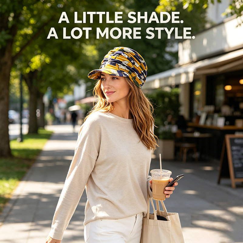 A Little Shade A Lot More Style — Visor Shade Print Statement Everyday Ready Turban Cap Street Style