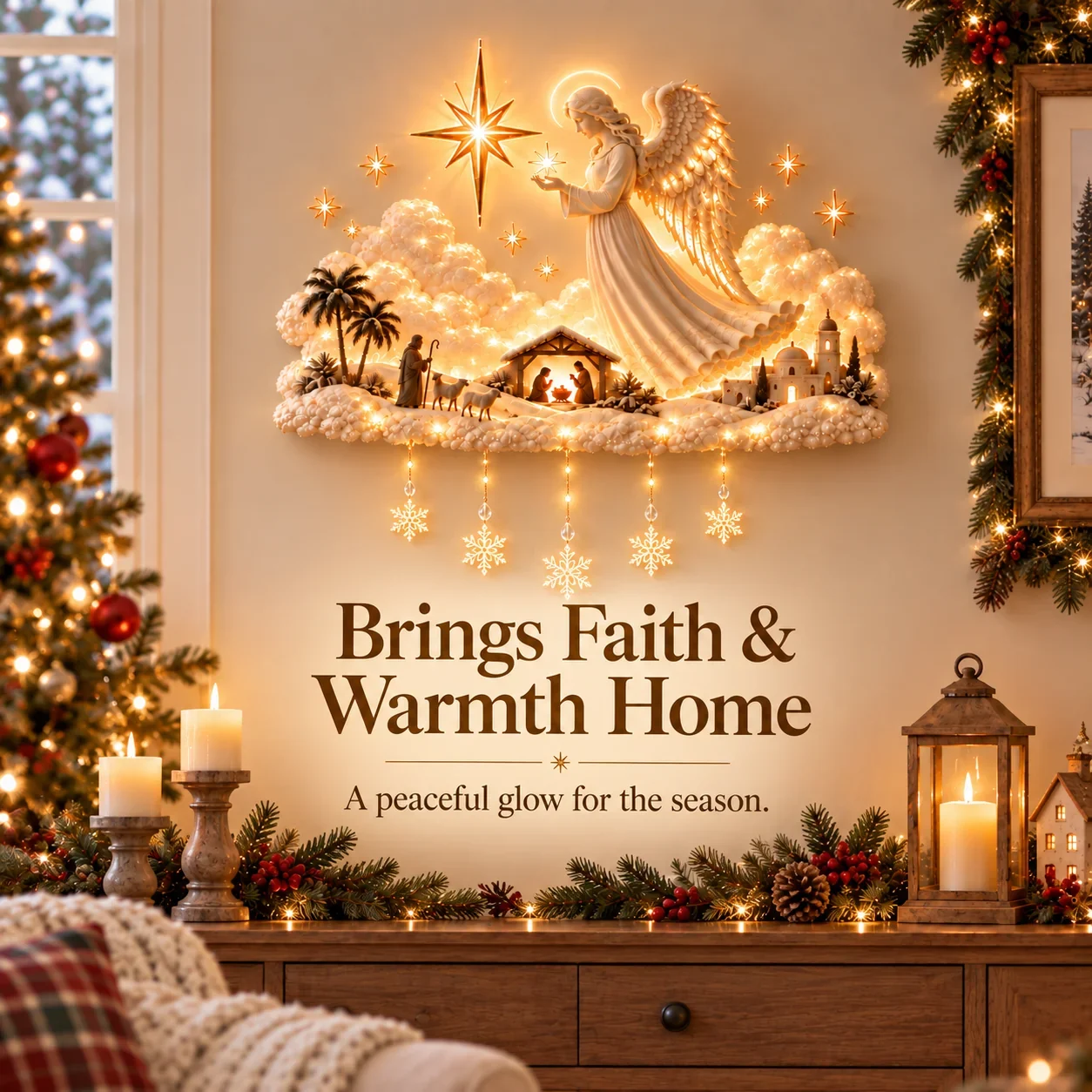 Nativity Starfall Christmas wall light details