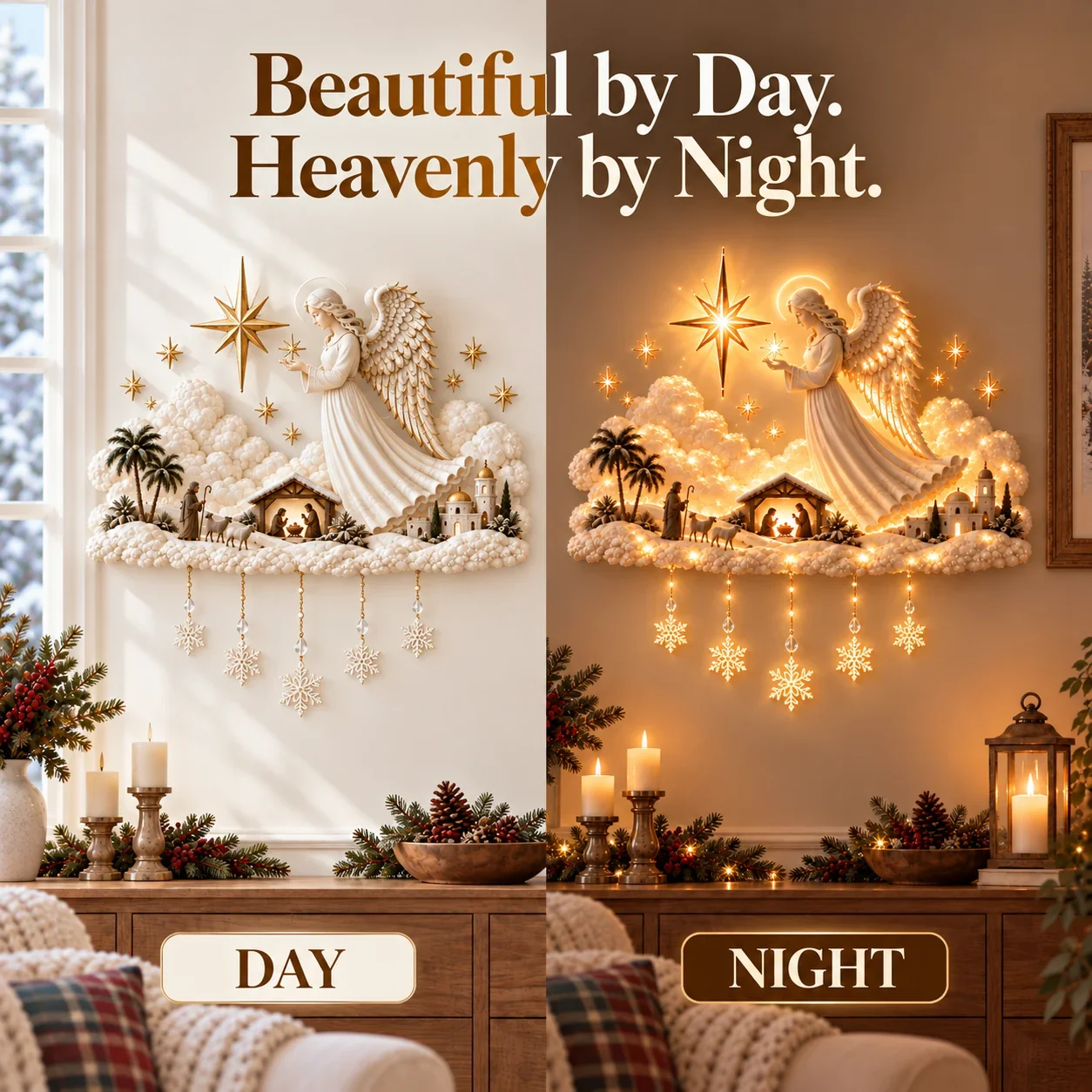 Golden Starfall Nativity lighting details