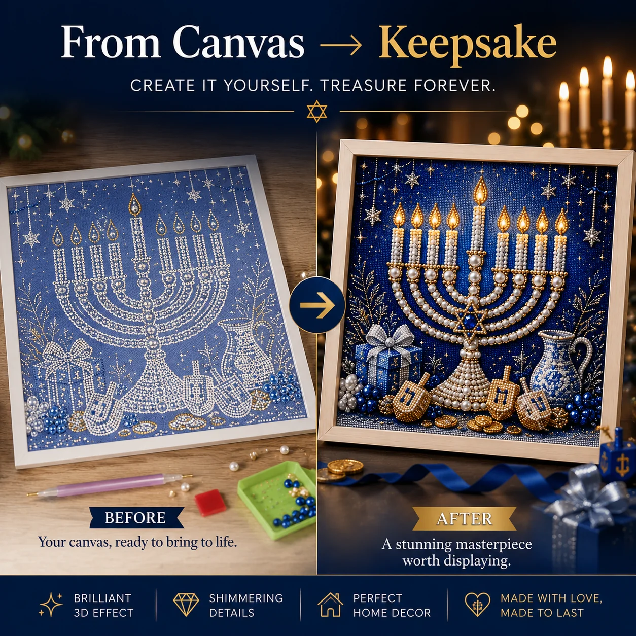 DIY Hanukkah pearl art creative activity