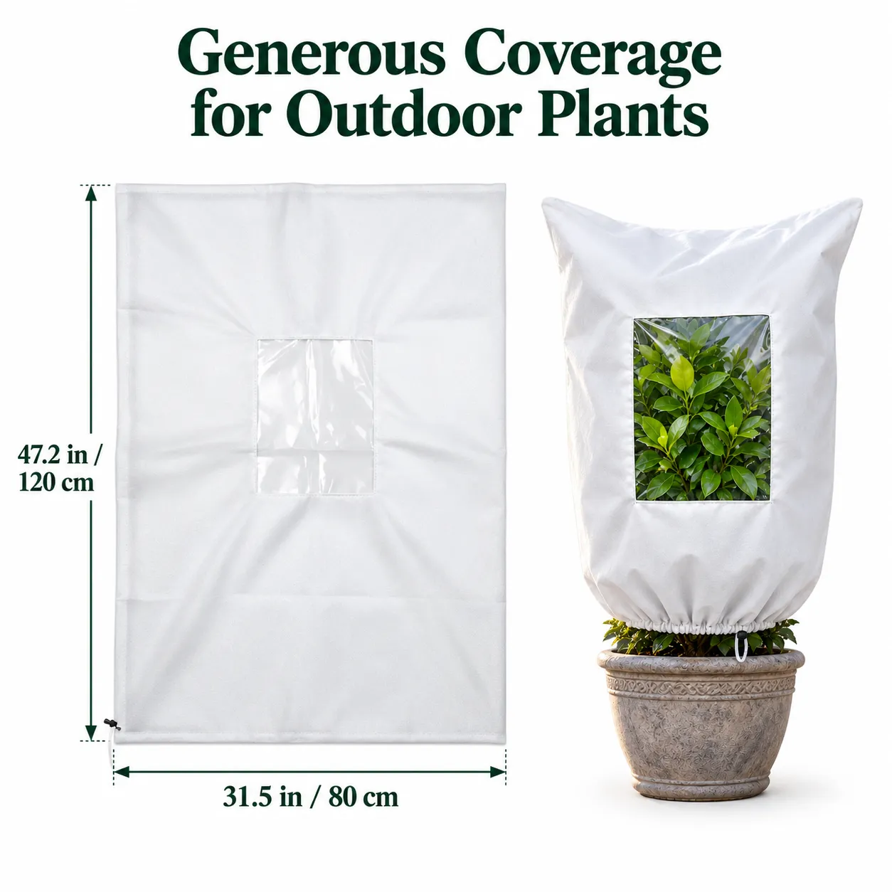 Winter plant frost protection cover size and coverage
