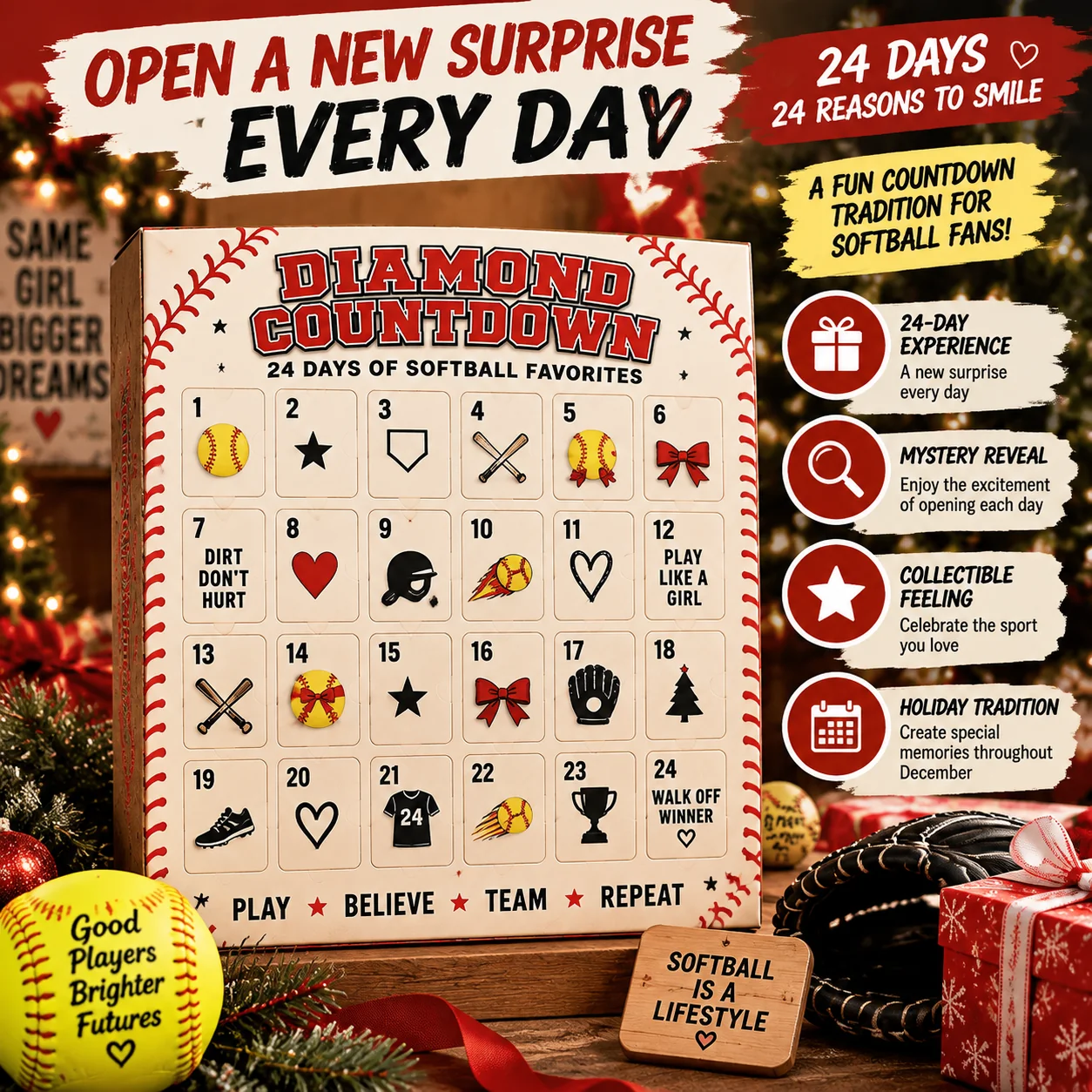 24 day softball advent calendar countdown