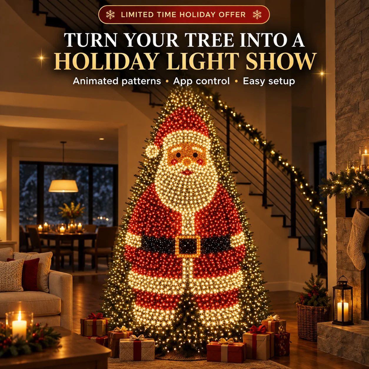 Smart animated Santa Christmas tree light show