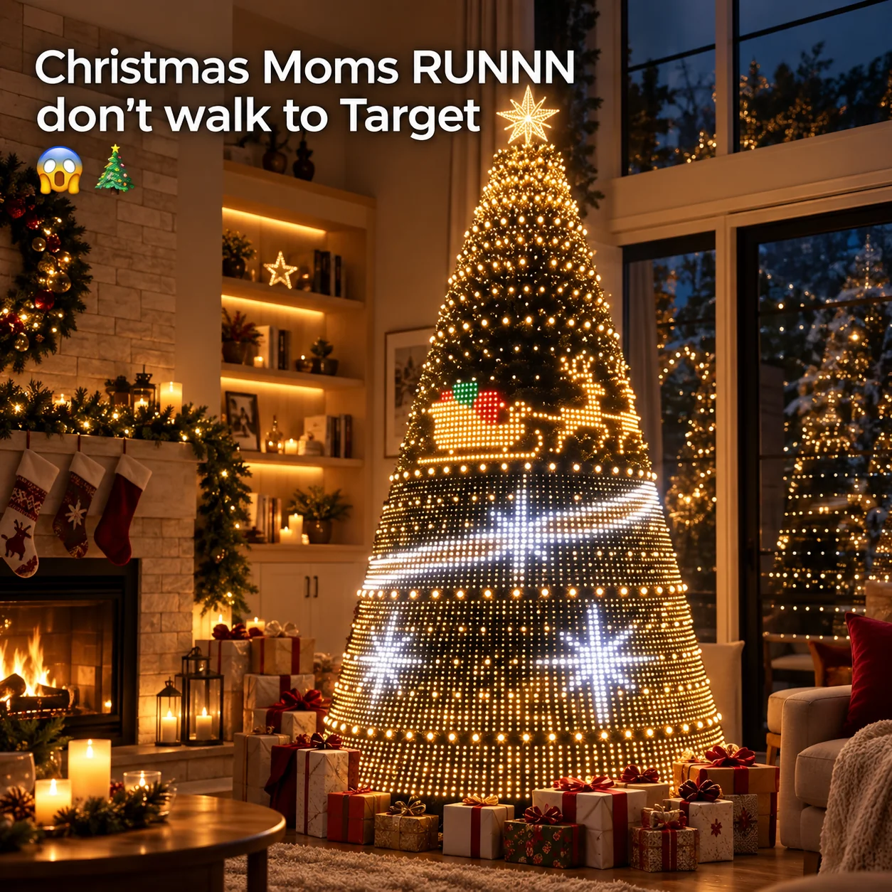 Smart Christmas tree with animated reindeer and holiday lighting