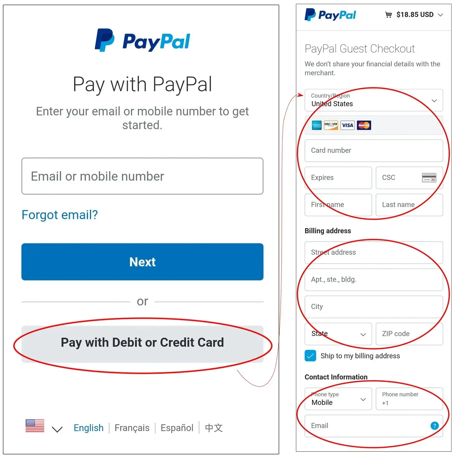 PayPal guest checkout and debit or credit card payment guide
