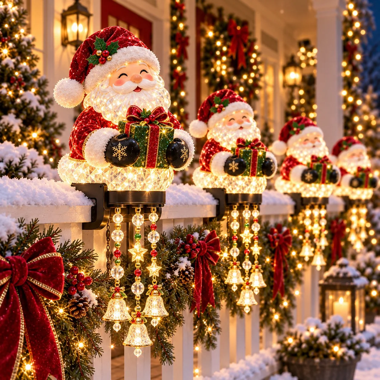 Santa Christmas railing light
