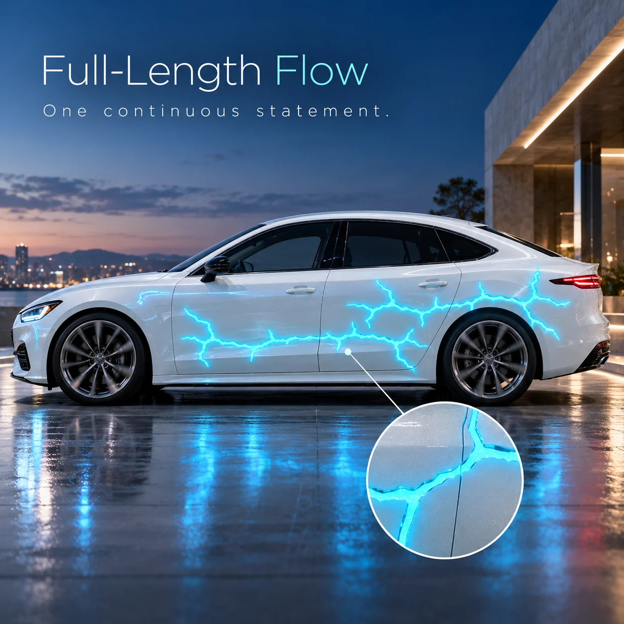 Continuous lightning design across car body