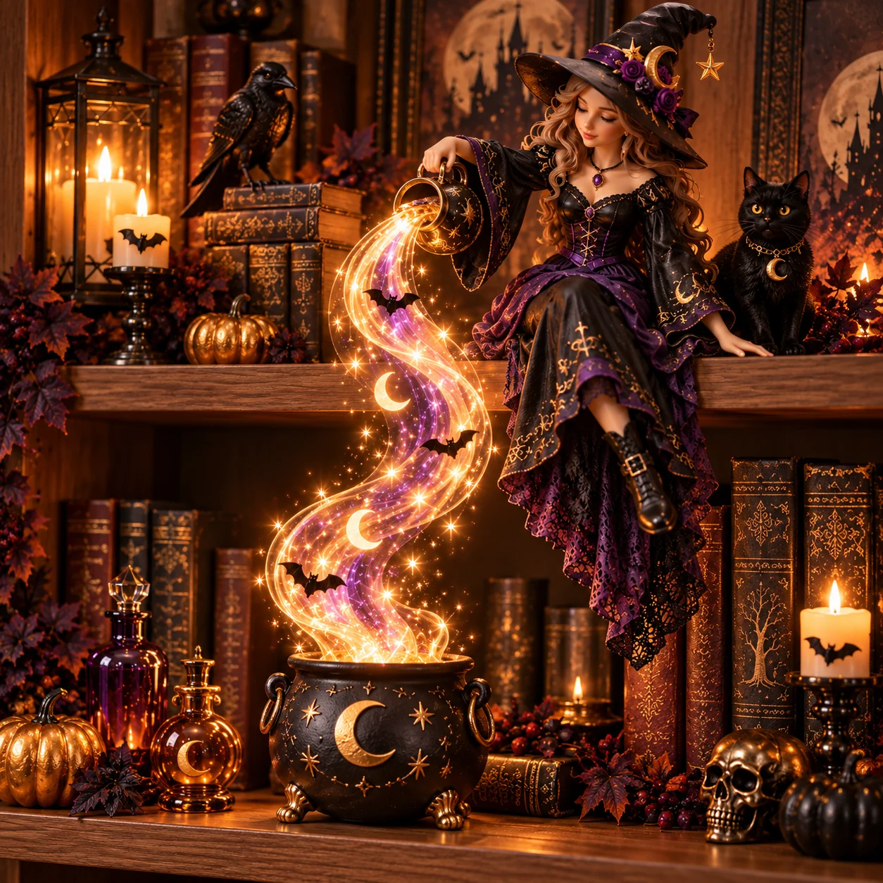 Halloween Witch Magic Cascade Shelf Light