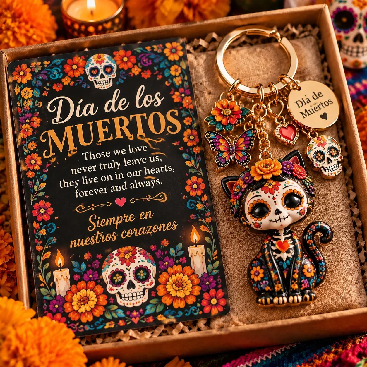 Dia de Muertos charm keychain