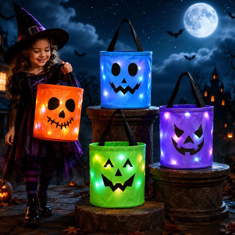 Kids Carrying LED Halloween Candy Buckets
