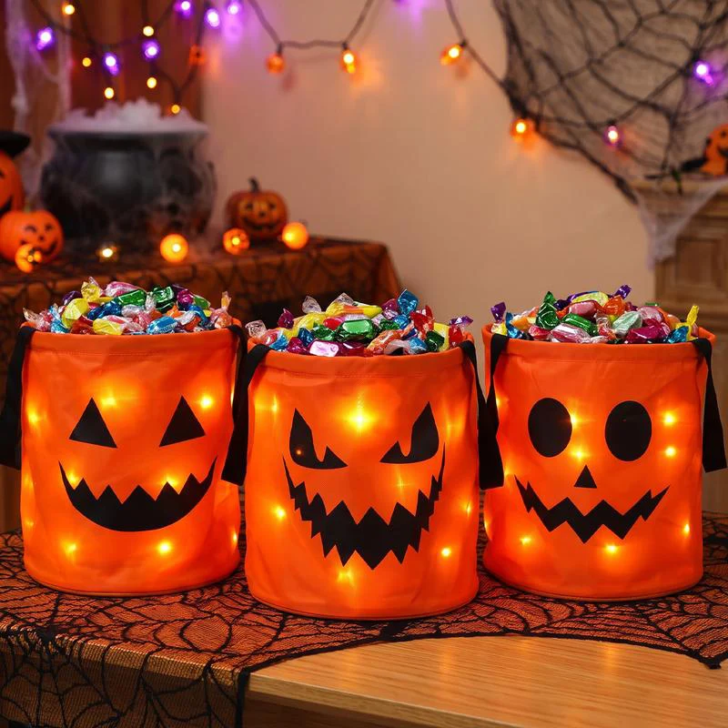 Halloween Candy Buckets Filled With Candy