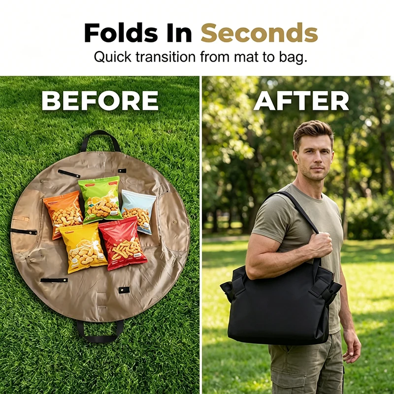 2-in-1 convertible picnic mat tote bag