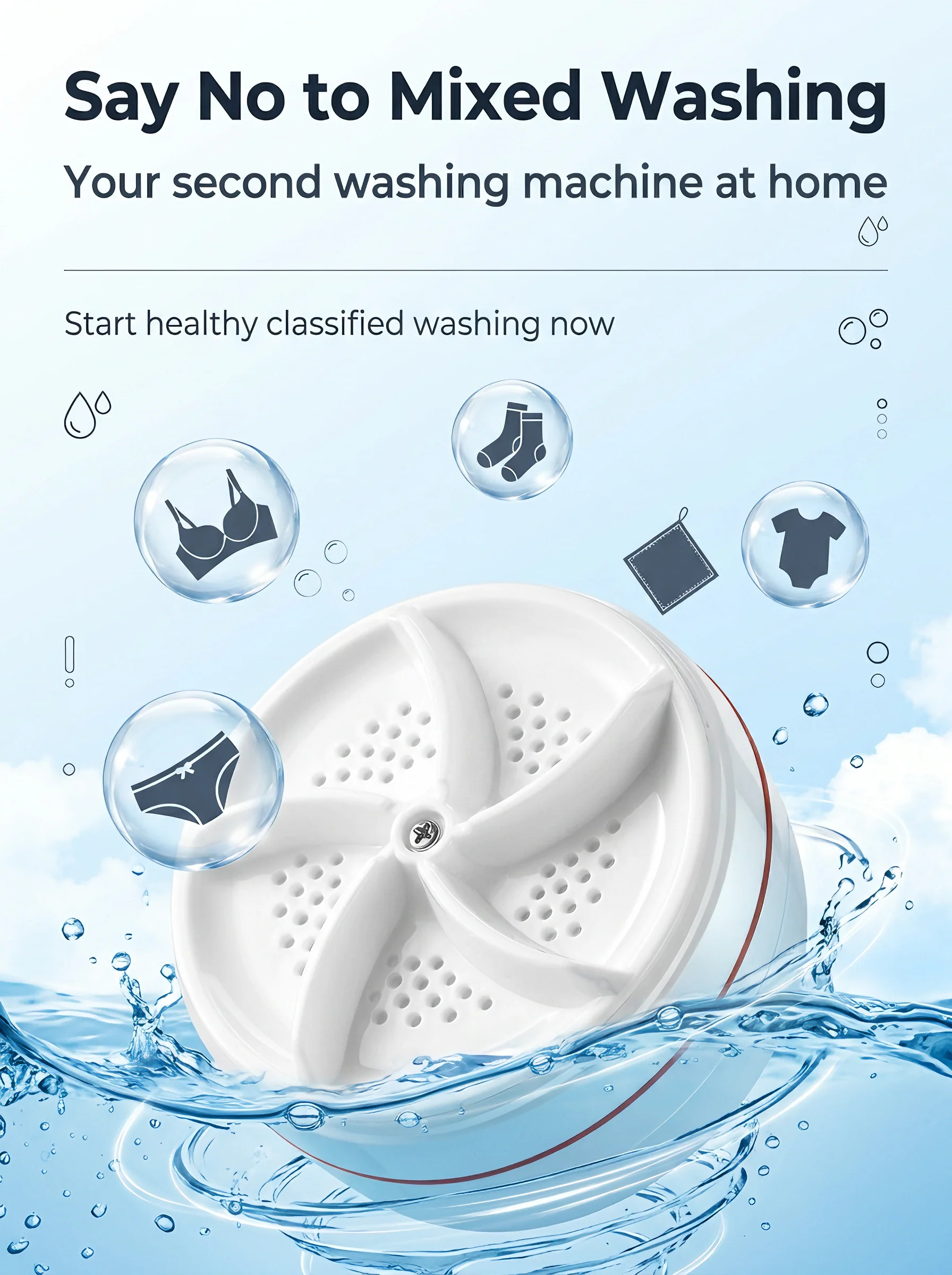Mini washer for socks underwear and lightweight garments