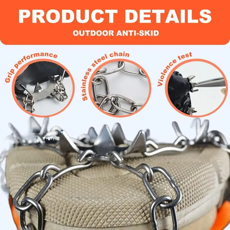 Metal chain and traction spike detail
