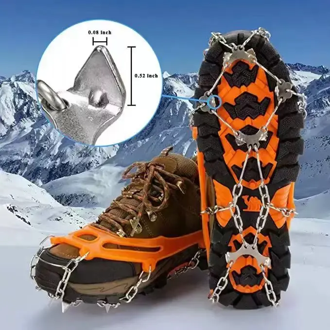 Ice cleats used for hiking on snowy trails