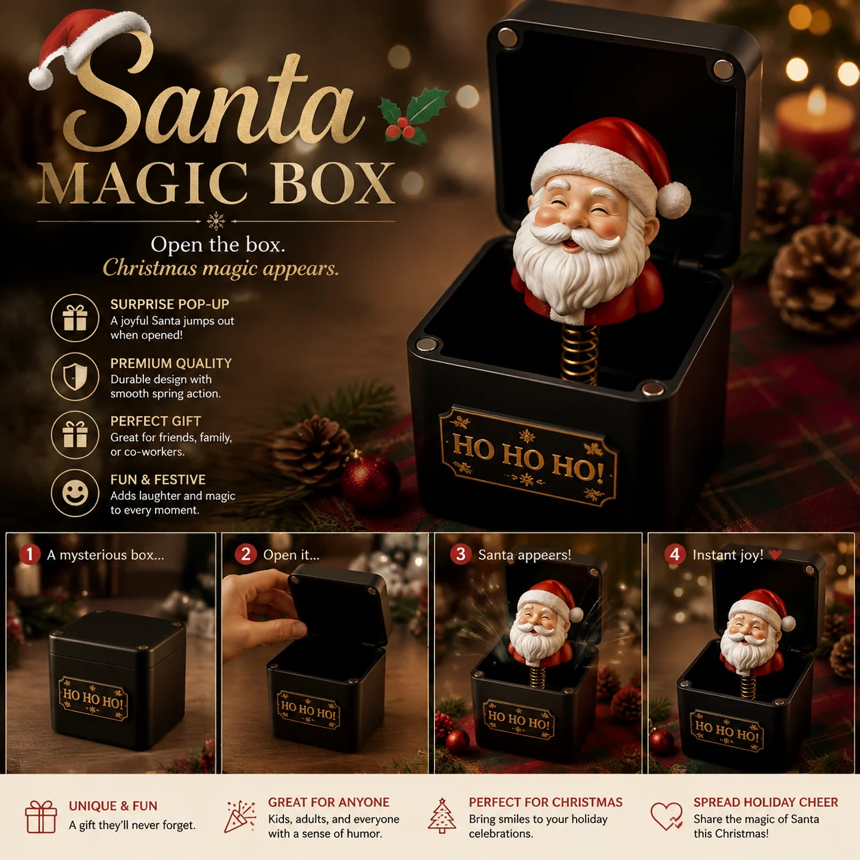 Santa Magic Box Christmas pop-up surprise gift