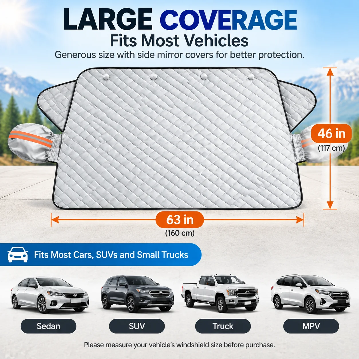 Multi layer windshield cover construction
