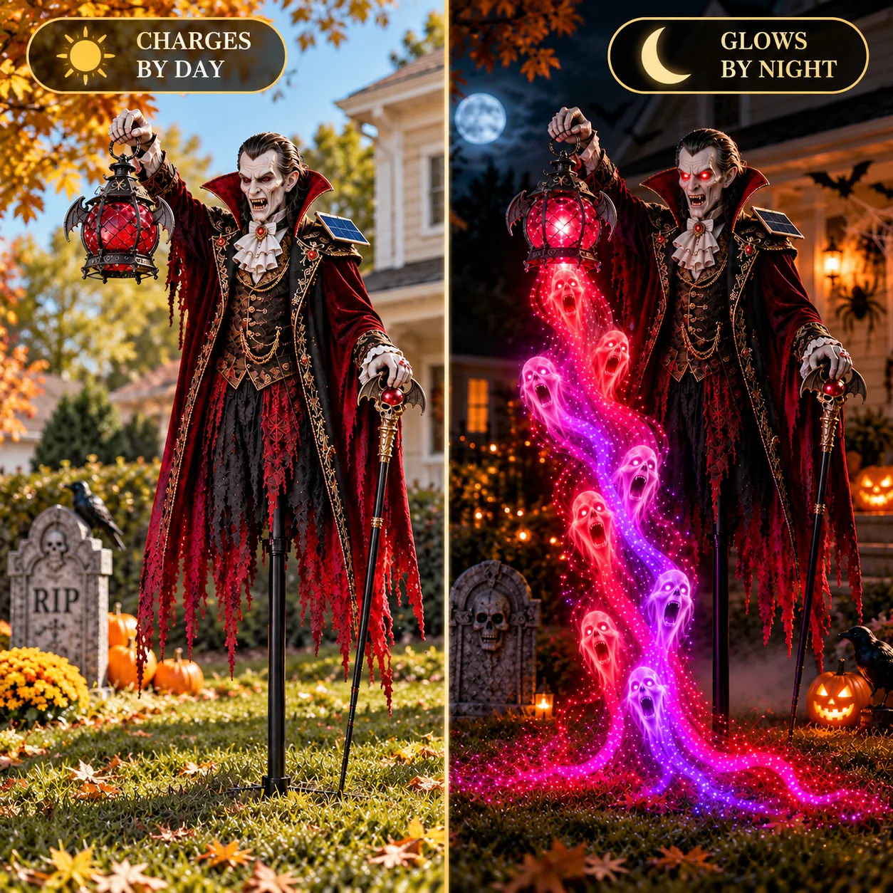 Vampire Lord Crimson Soul Lantern solar Halloween garden display