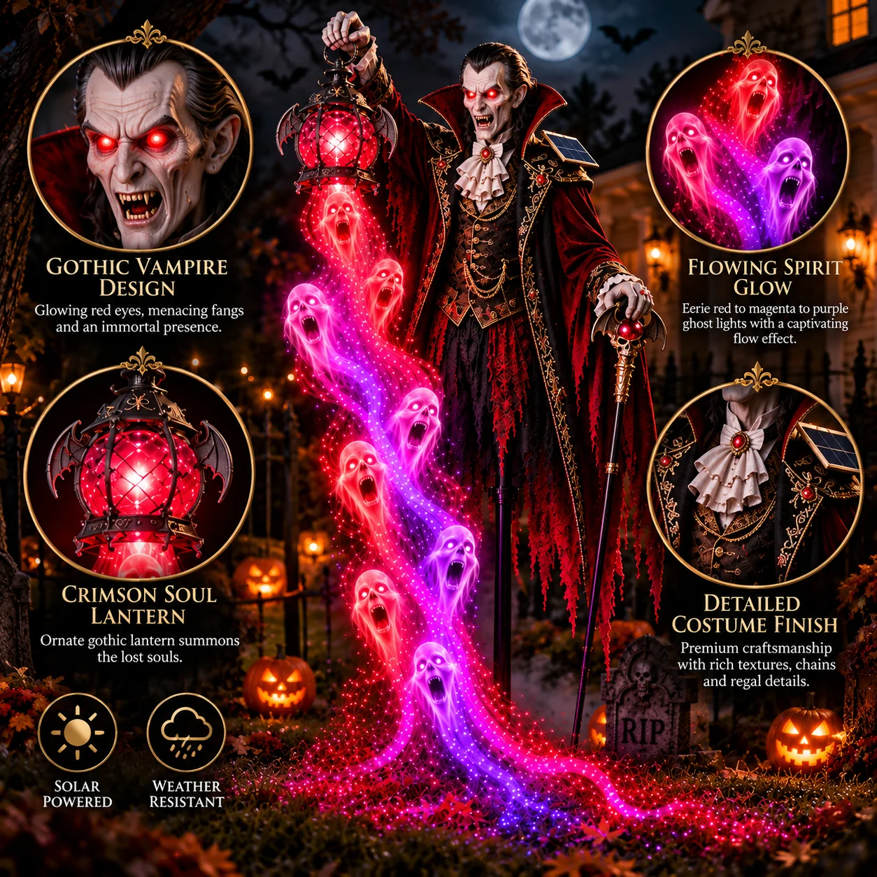 Crimson and purple flowing spirit light effect beneath the vampire lantern