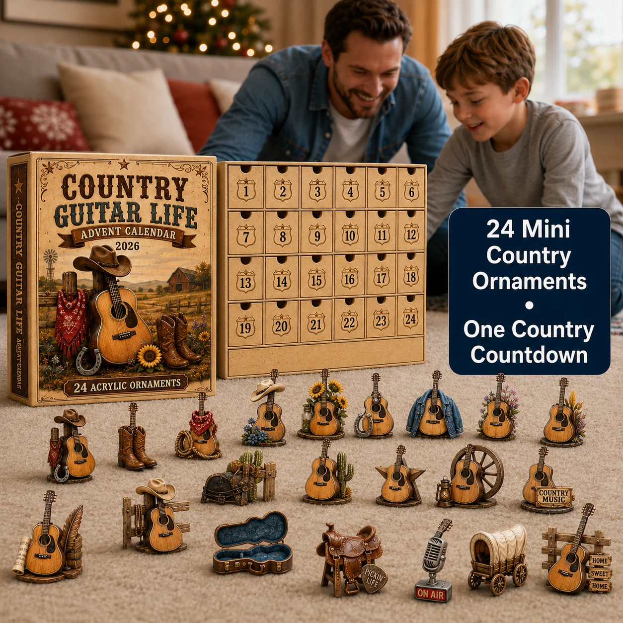 24 mini country ornaments advent calendar collection