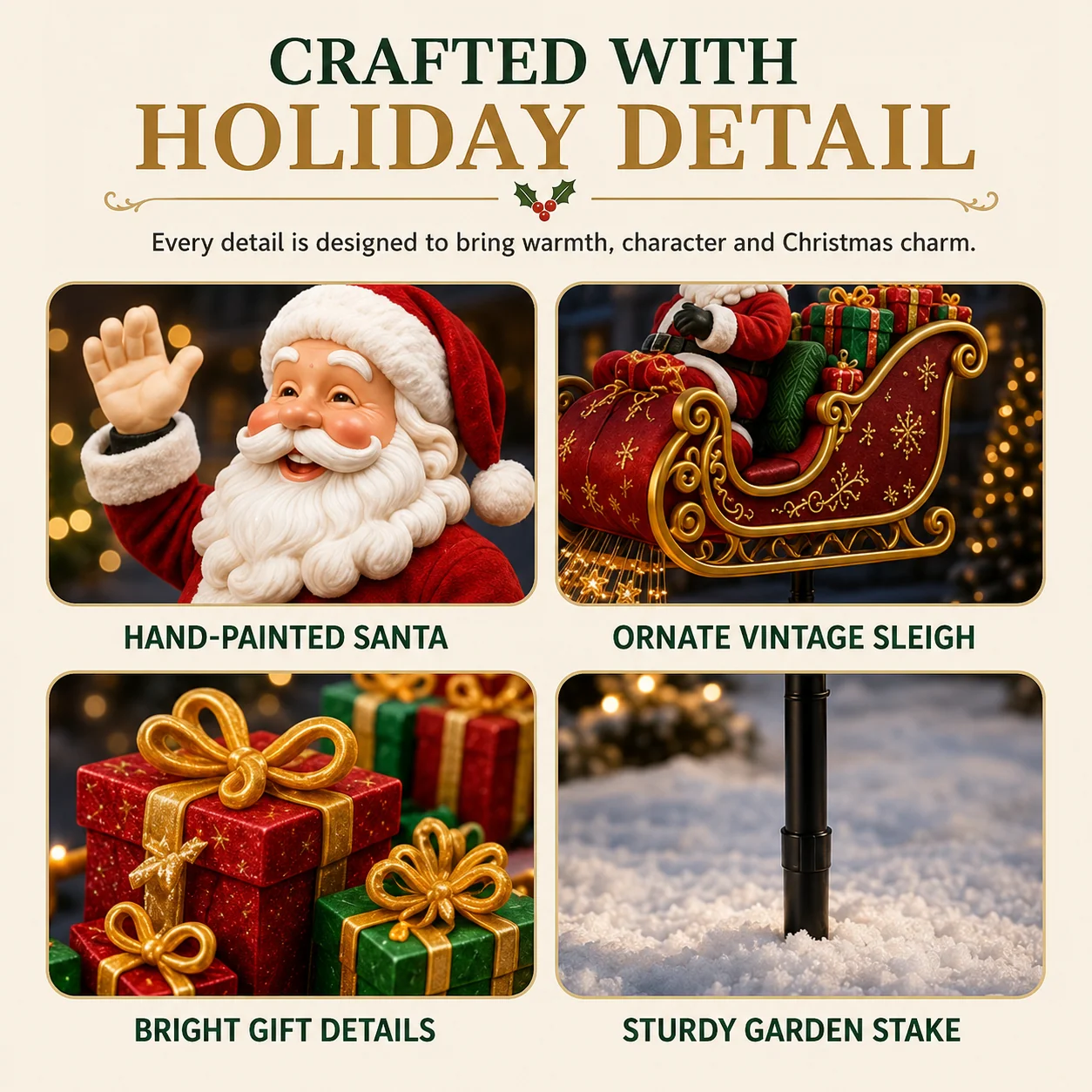 Santa Flying Sleigh Christmas Decoration Details