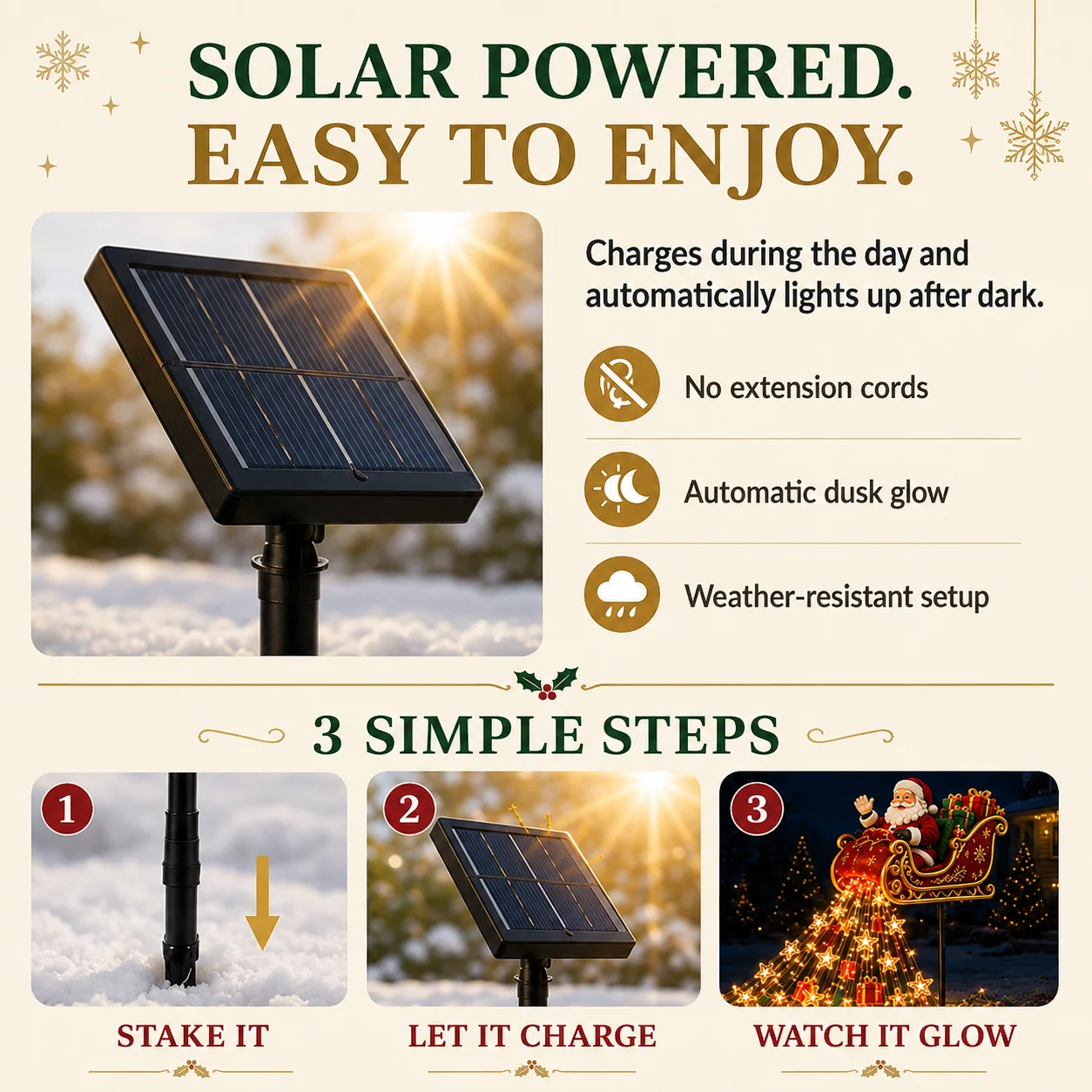 Solar Powered Santa Christmas Garden Light