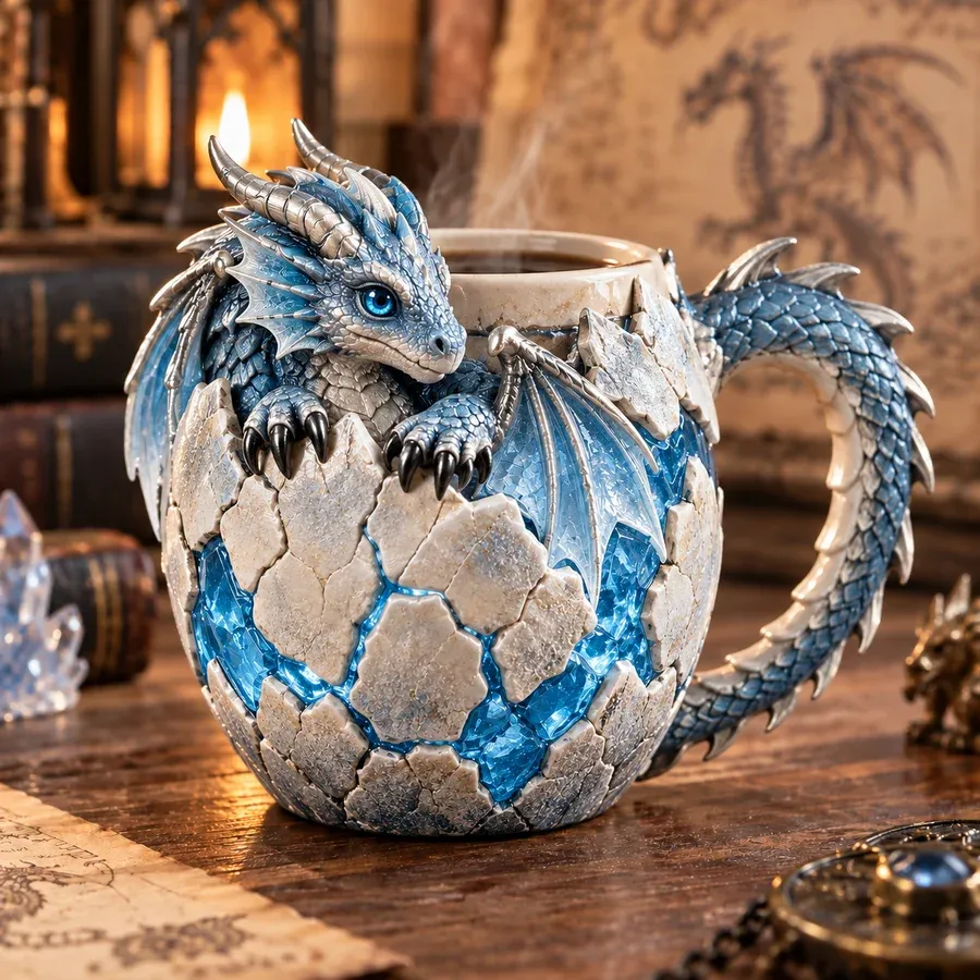 Frost Dragon sculpted fantasy mug