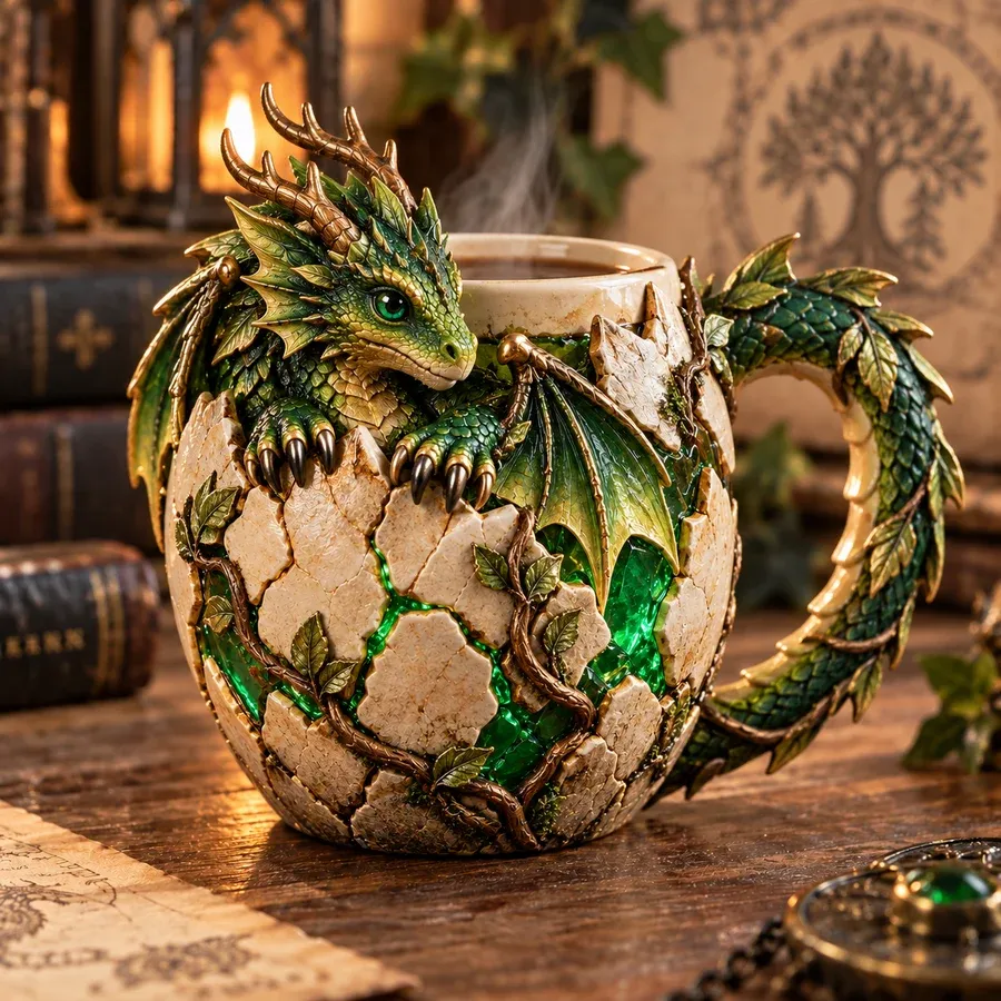 Forest Dragon sculpted fantasy mug