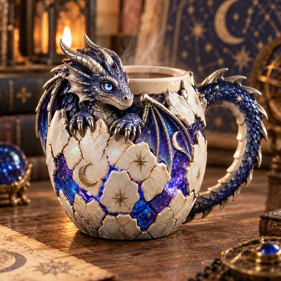 Celestial Dragon sculpted fantasy mug