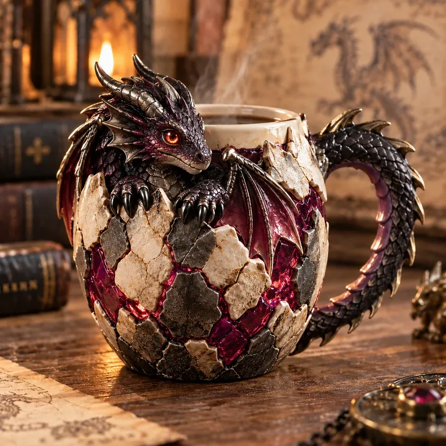 Shadow Dragon sculpted fantasy mug