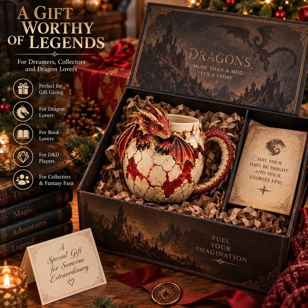 Sculpted dragon mug fantasy gift presentation
