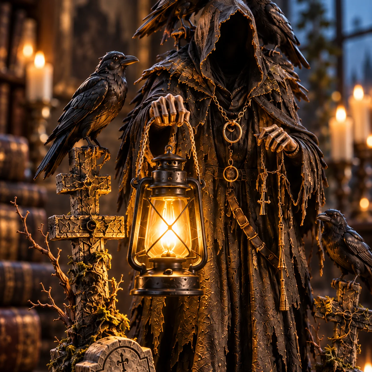 Warm glowing lantern detail