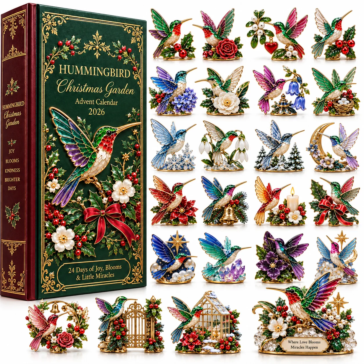 All 24 unique Hummingbird Christmas Garden miniature designs