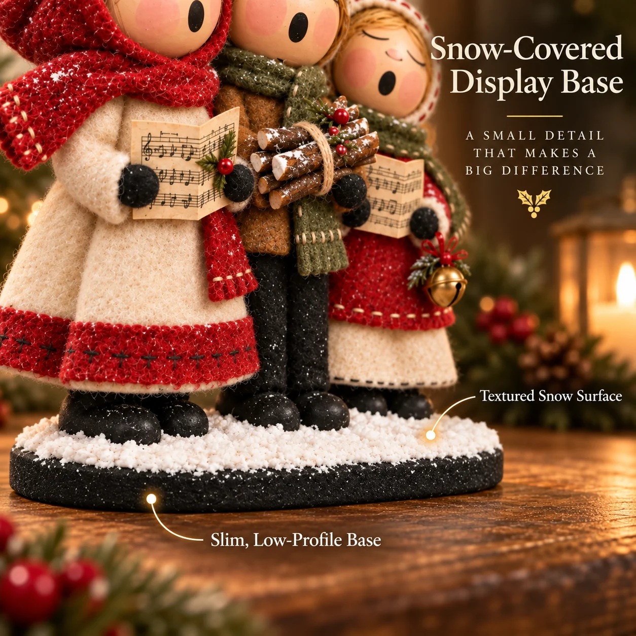 Snow covered Christmas caroler base