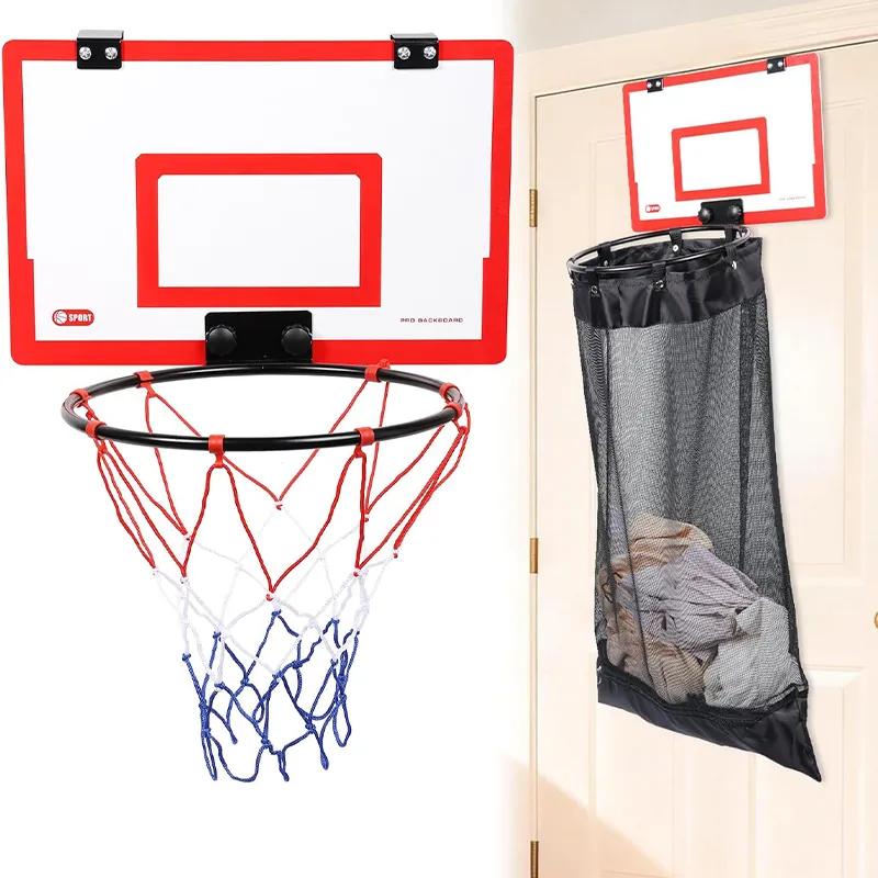 Red basketball hoop laundry basket variant