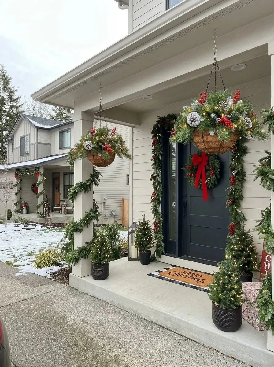 Customer photo of Christmas hanging basket outdoors
