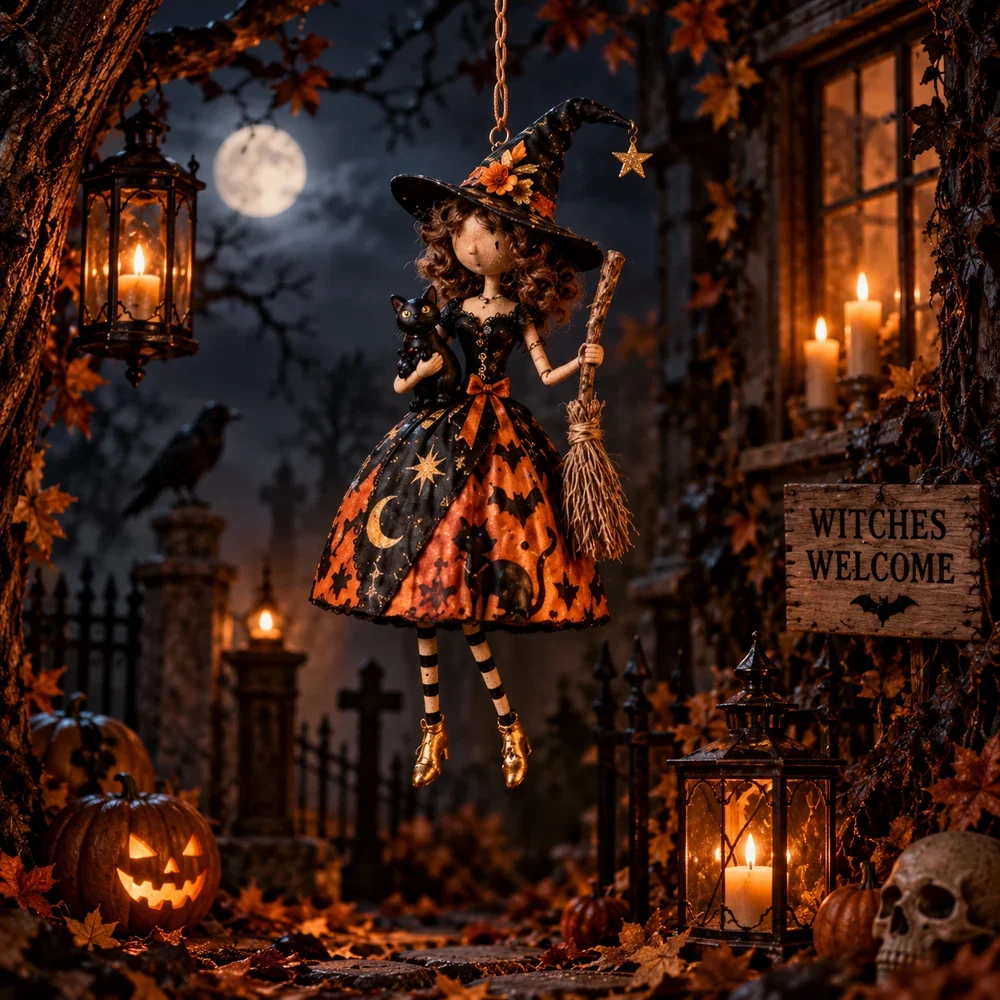 Witch Lady hanging Halloween decoration