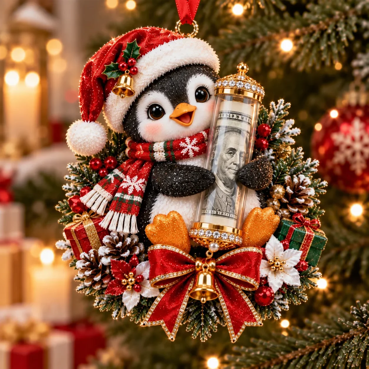 Penguin Pal money plush ornament