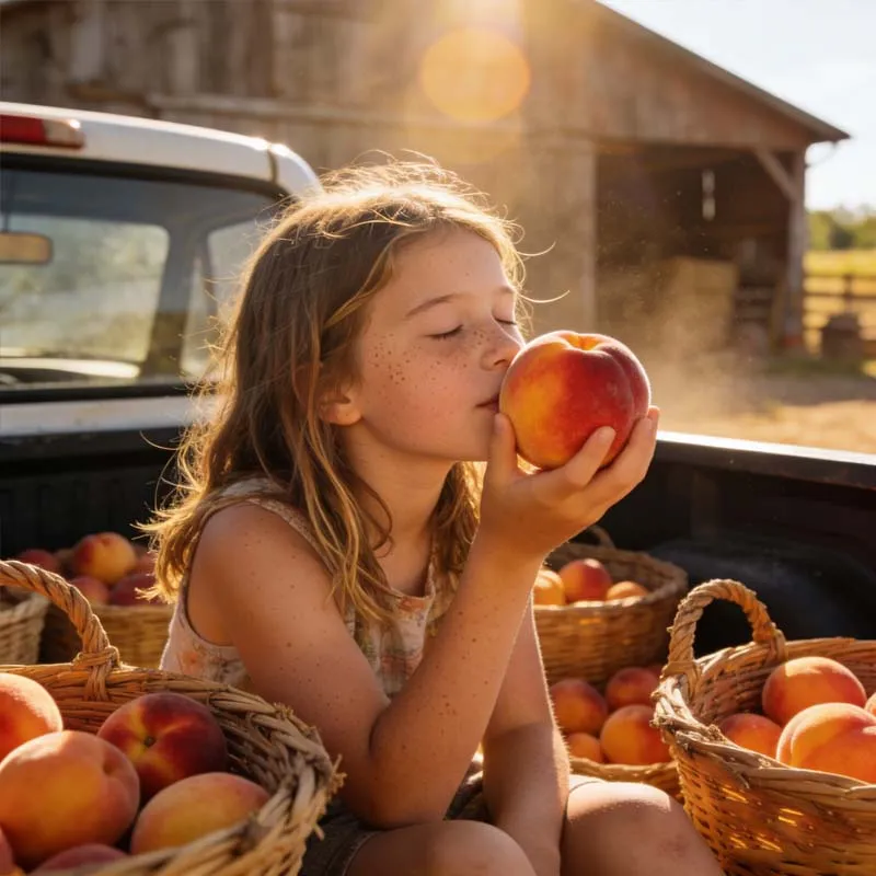 Family growing a peach tree together