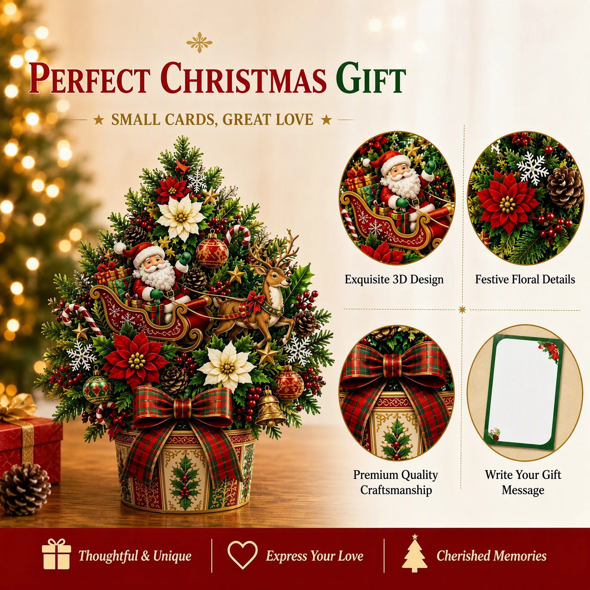 Personal Christmas greeting card with pop-up tree design