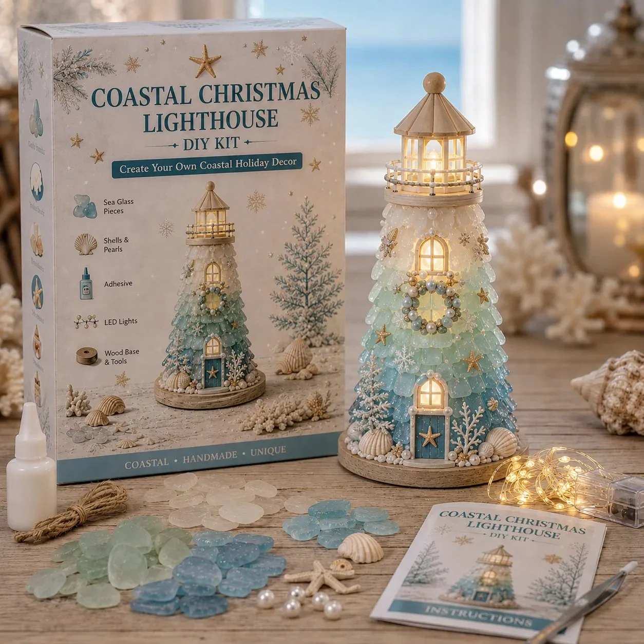 Coastal Christmas DIY lighthouse kit