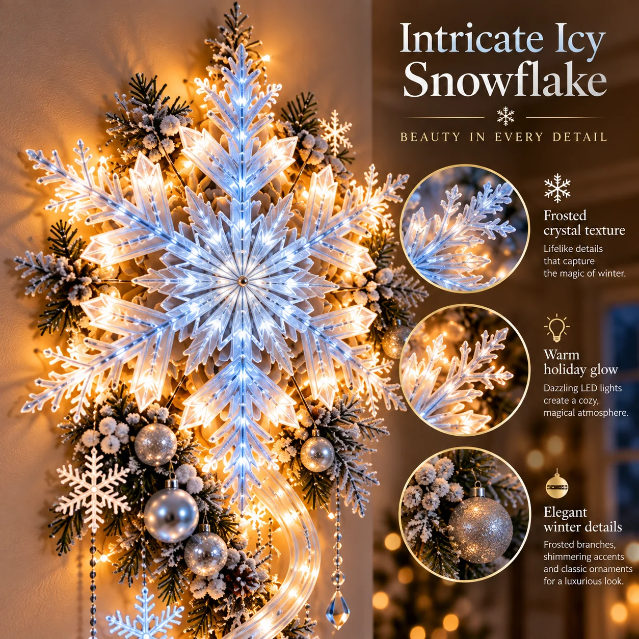 Giant icy snowflake detail